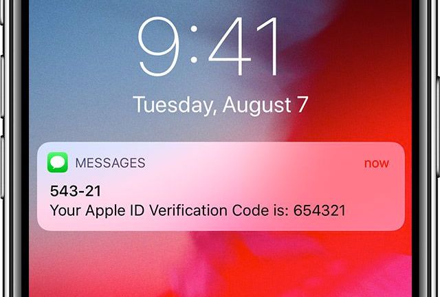 Apple ID Verification code via text message