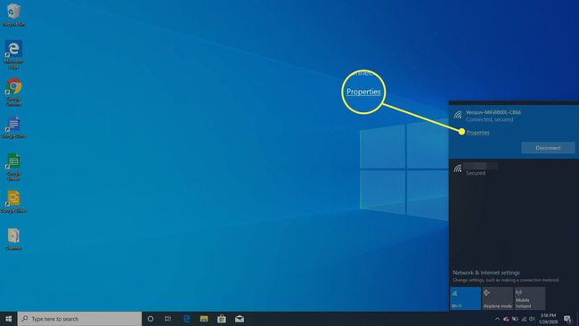 Viewing available WiFi connections in Windows 10.