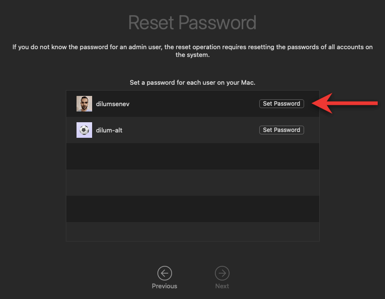 Set Password button 