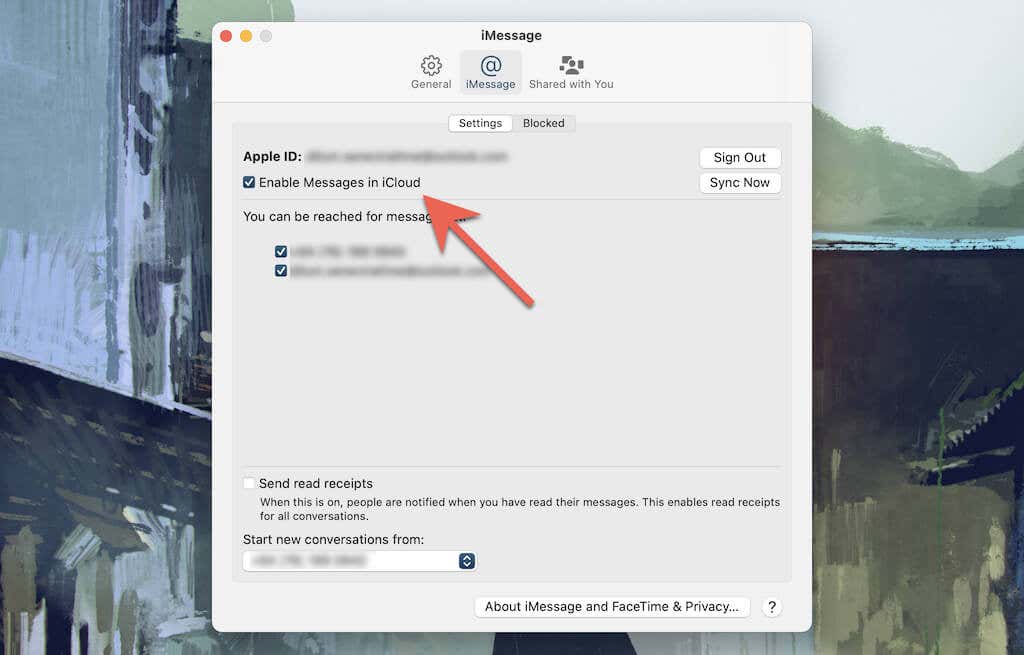 Enable Messages in iCloud