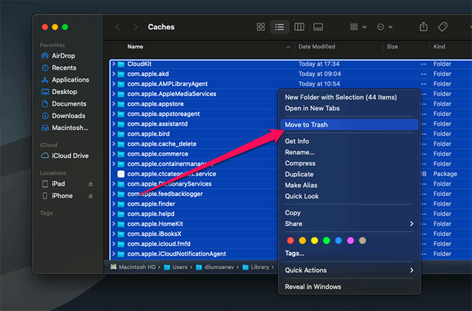 Move to Trash in right-click menu 