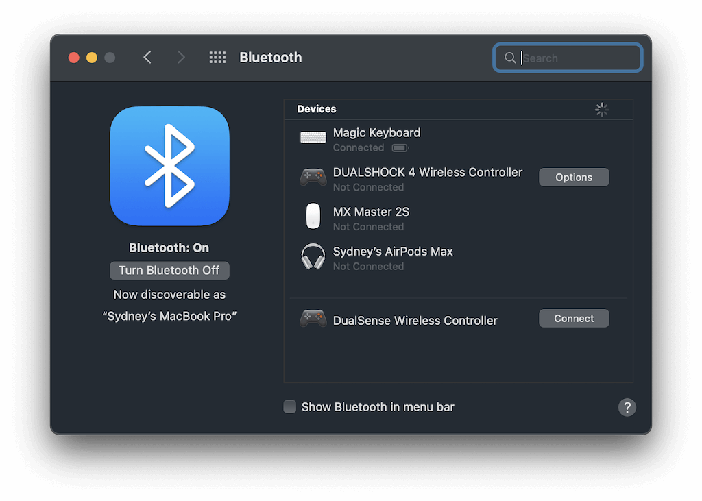 Bluetooth Preferences 