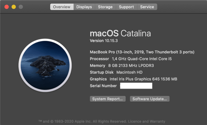 About This Mac Overview window 