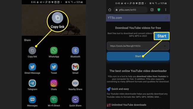 Download YouTube video linkon mobile and sharing in Instagram app