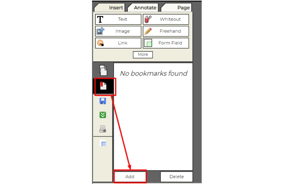 insert bookmarks in pdf