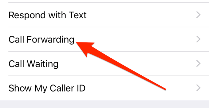 Call Forwarding option in Settings 