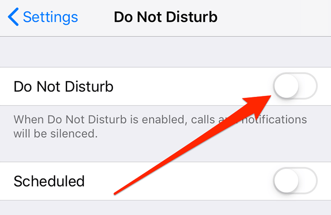 Do Not Disturb toggle 