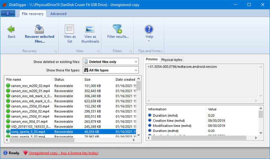 DiskDigger Video Recovery Software