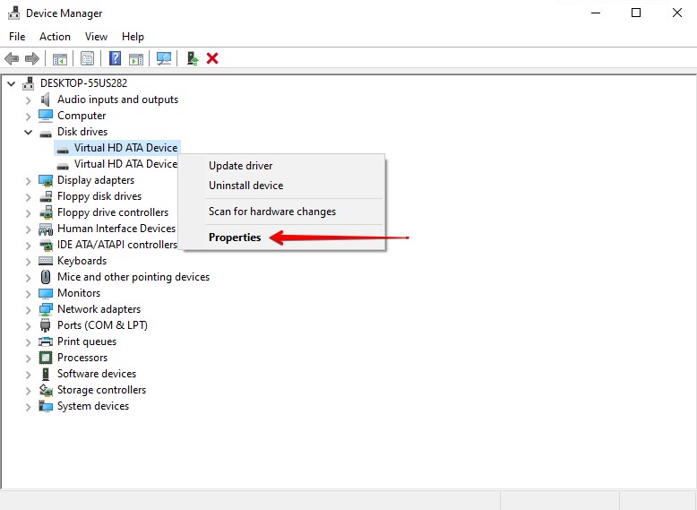 Accessing the device properties.