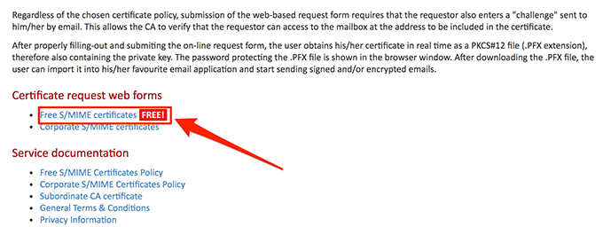 Certificate request web forms 