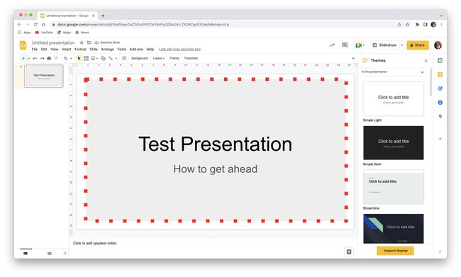 Google Slides with a border applied to a presentation slide.