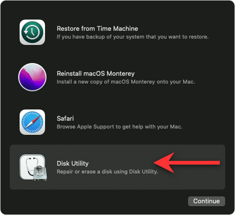 Disk Utility button 