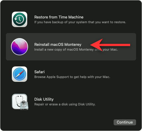 Reinstall macOS option