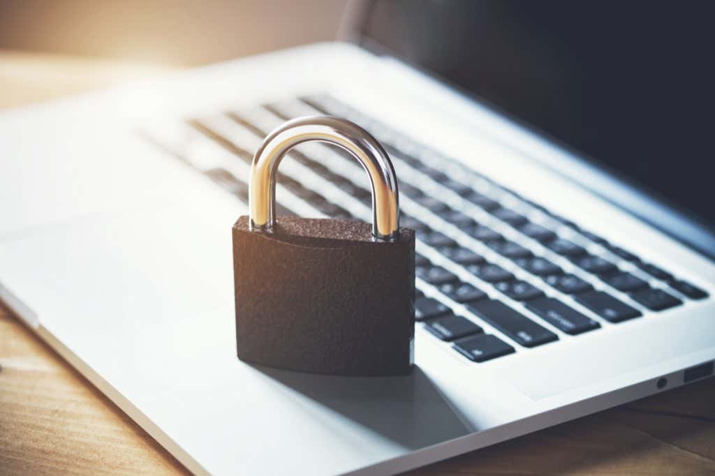 Padlock on top of a laptop