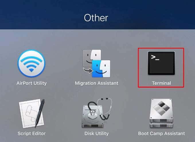 Terminal window in Launchpad 