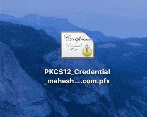 Email certificate file on Desktop 