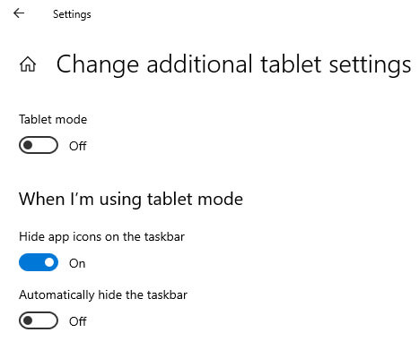 Turn off Windows 10 Tablet Mode