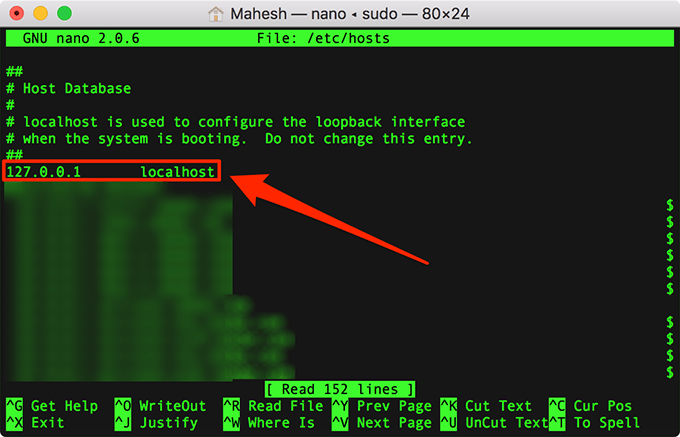 localhost on Terminal 