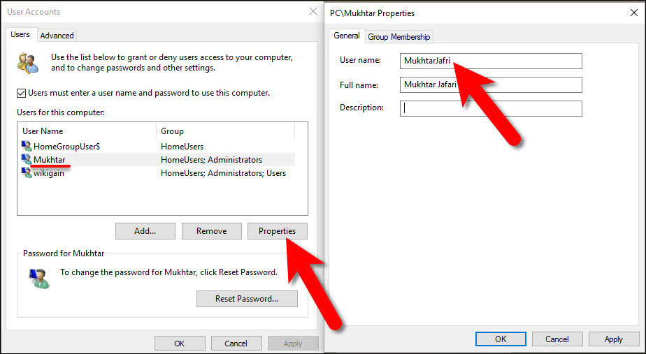 Change User Account name with Netplwiz command