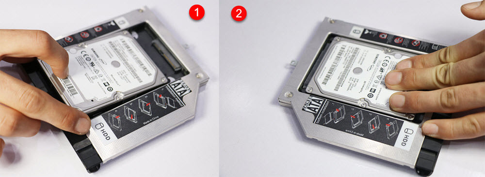 Fix hard drive to HDD Caddy