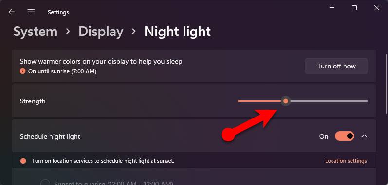 Enable Blue Light Filter in Windows 11